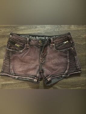 Rock Revival Mauve-Pink Distressed Denim Shorts size 30